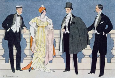Elegantes Abendkleid für Männer und Frauen, Illustration aus 